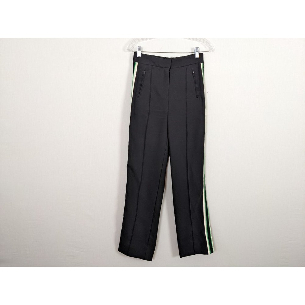 Current Air black pants with white and green stripe on side straight leg pant XS
